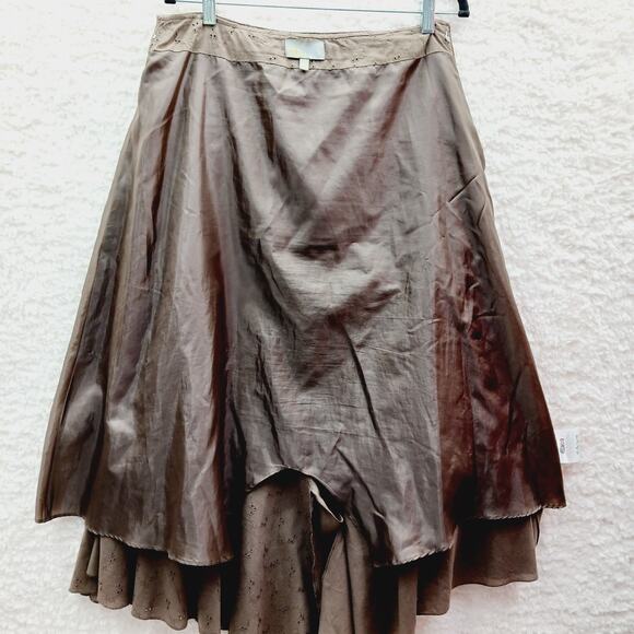 Skirt Maxi Size 12 Brown Embroidered Boho Romantic Fairy Cottagecore Whimsical - Picture 8 of 13